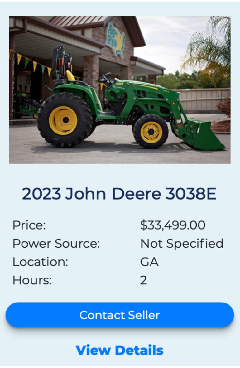 John Deere 3038E fleetnow listing 3
