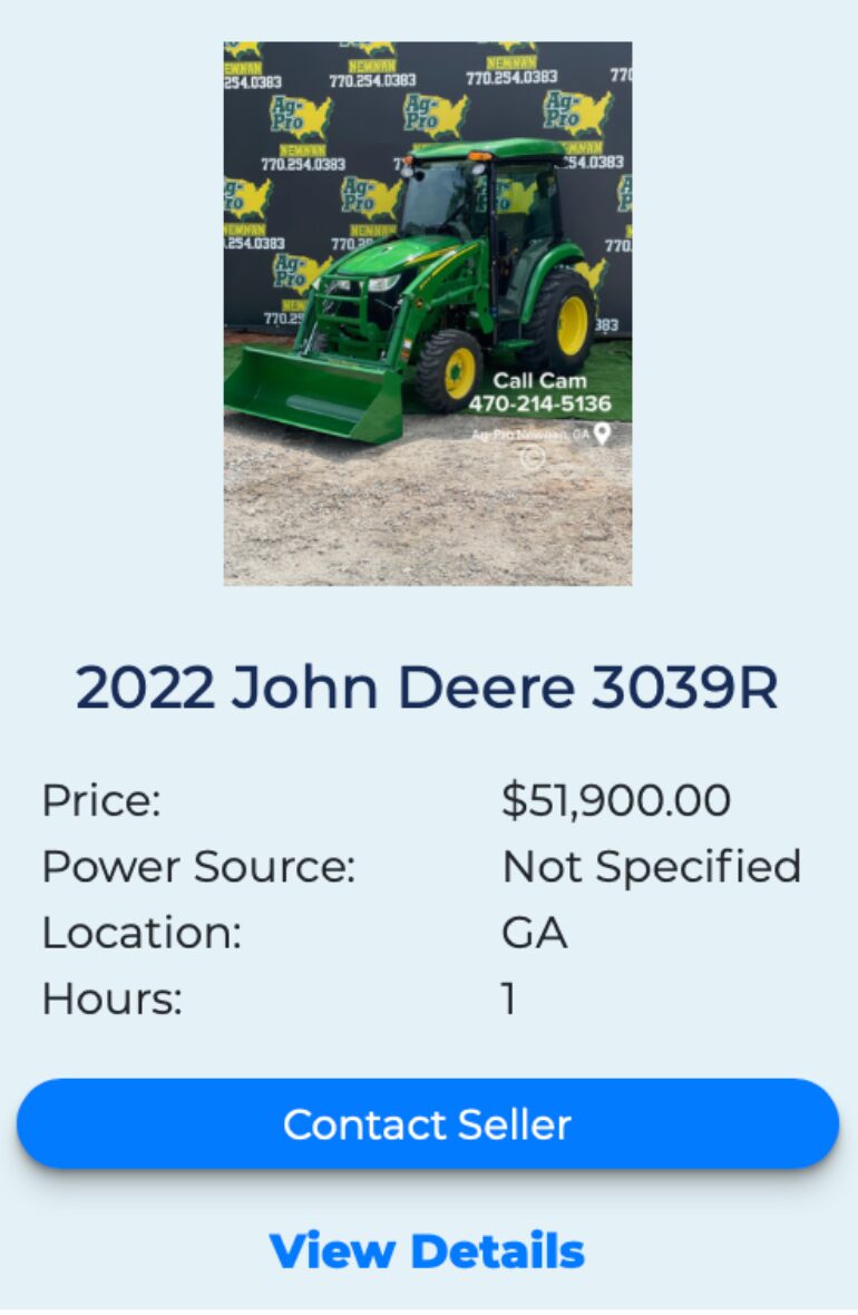 John Deere 3039R fleetnow listing 3